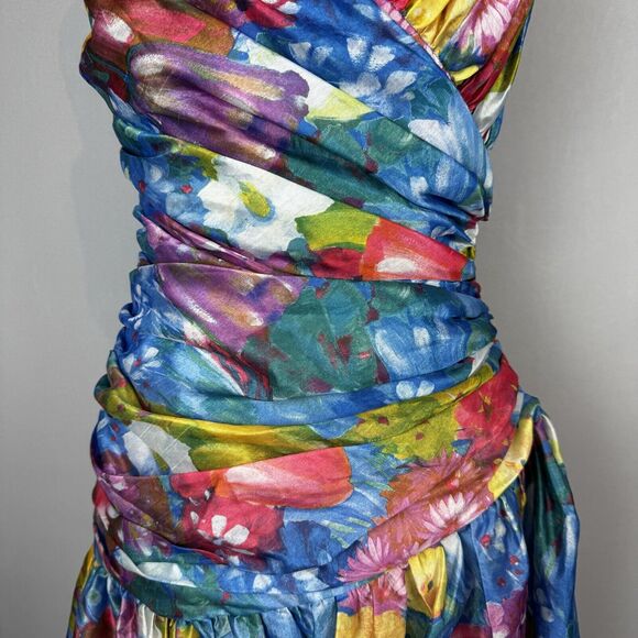 Sonia Fernandez Colorful Silk Dress Made In France Women’s Size M? Wrap Style - Picture 3 of 13